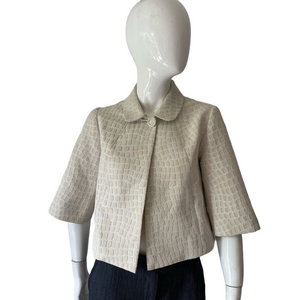 raoul  Cream Women's Jacket one button cropped textured